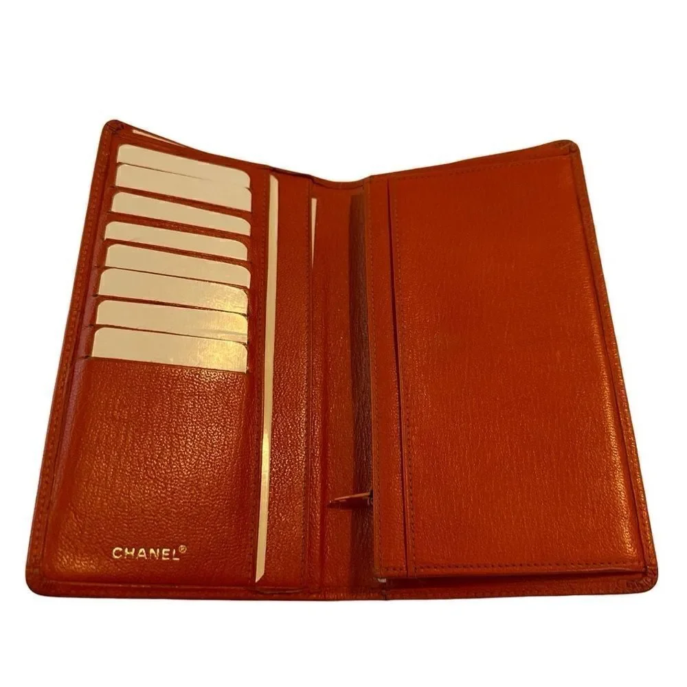 Chanel orange leather wallet